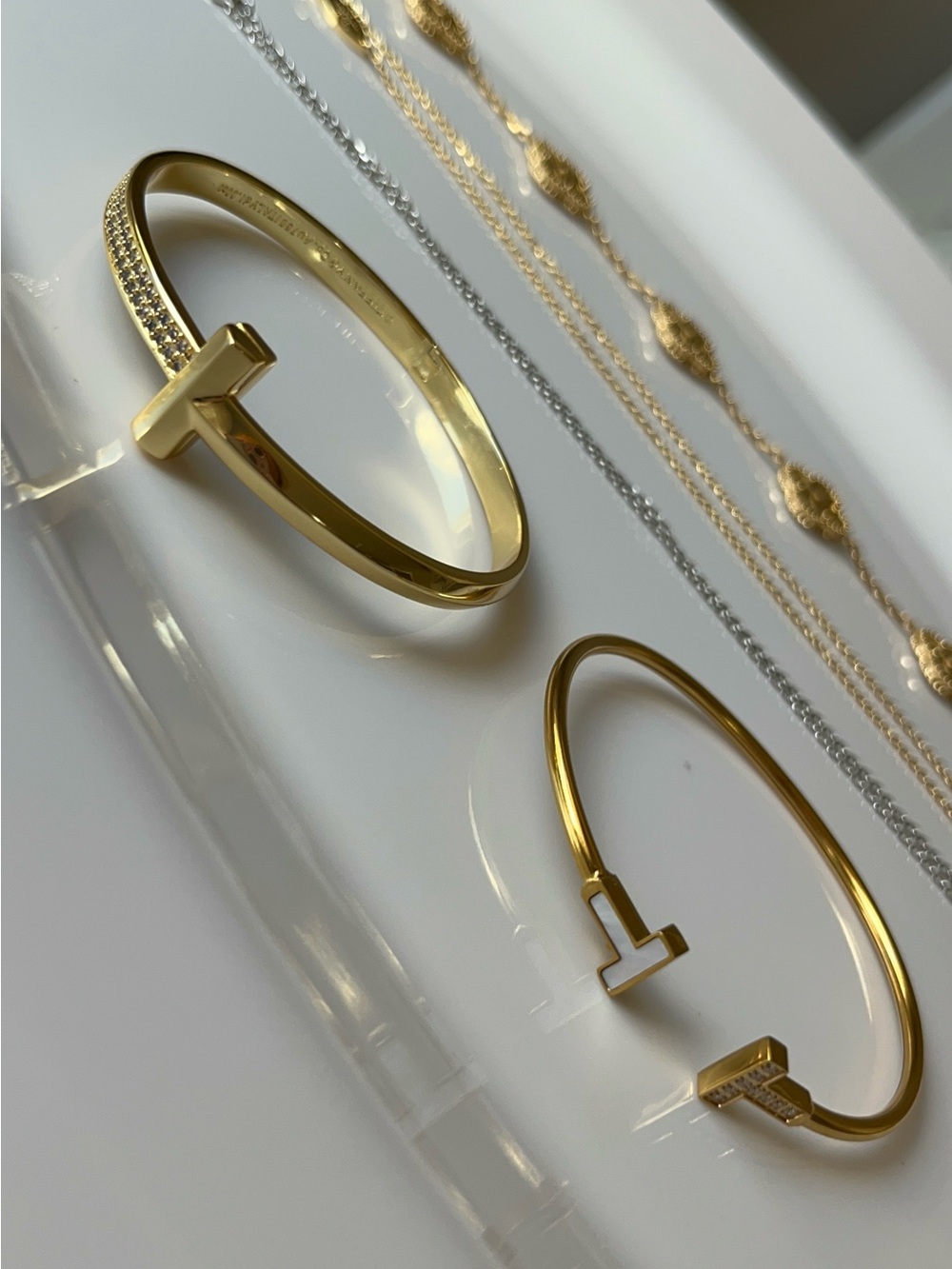 Gold T-Bar Open Cuff Bracelet - Elegant Women’s Jewelry